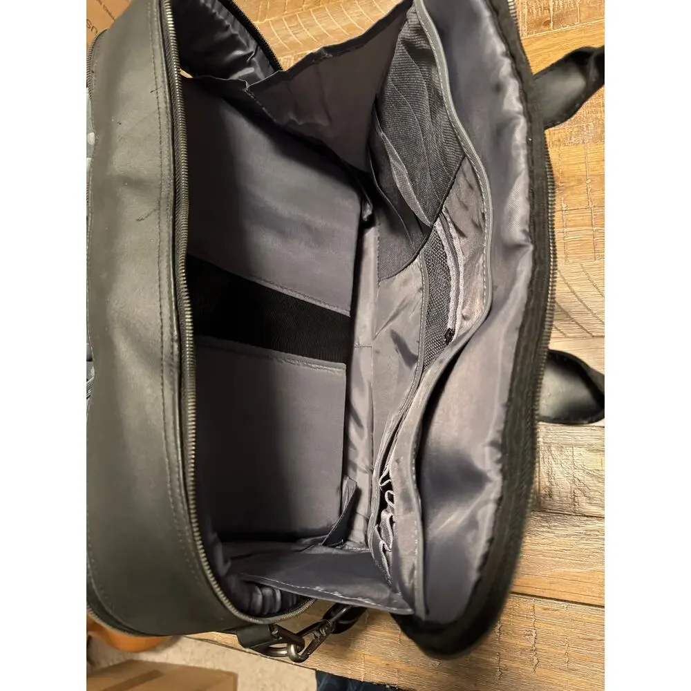 Dell Executive Black Leather Laptop Briefcase Bag 17x13 Multi-Compartment Padded